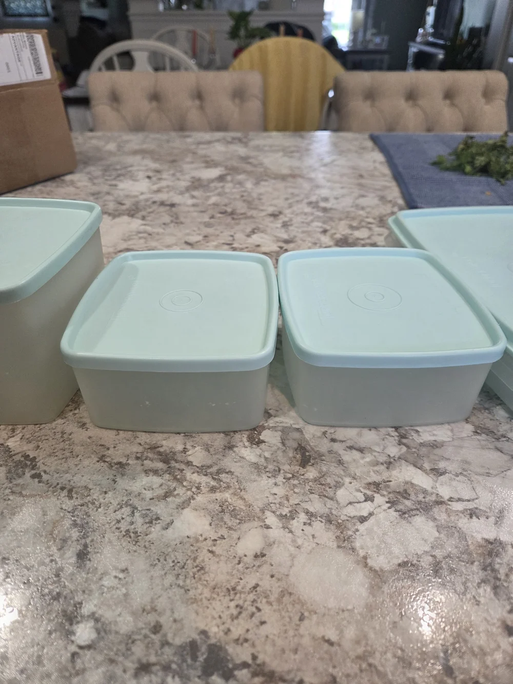 S/5 Vintage Aqua Tupperware Square A Way Large/Small Sandwich/Deli Meat Keeper